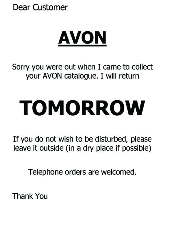 Callback Slips - Avon - CS45