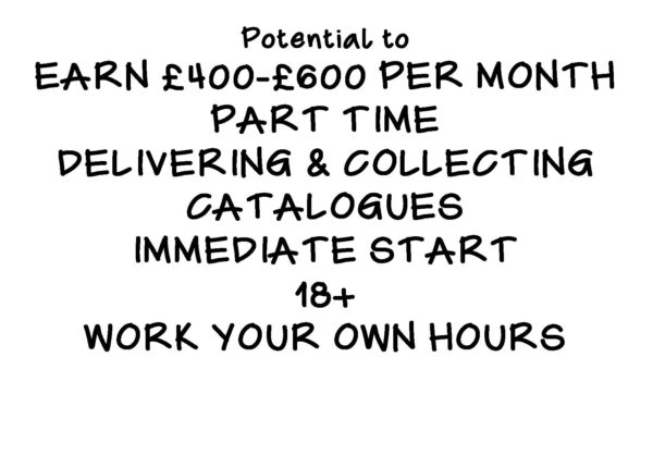 Hand written shop card £400-£600 x 50