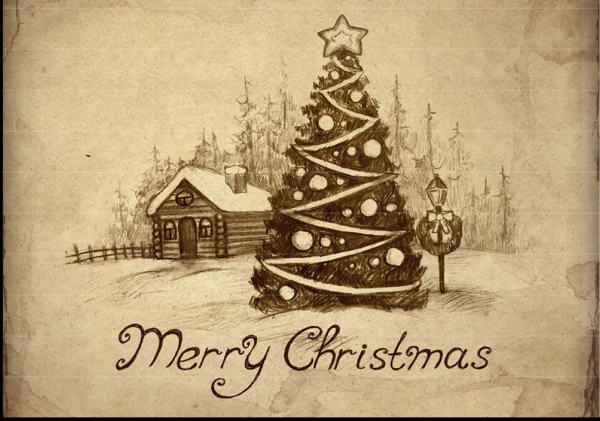 Classic tree Christmas card Personalised A6